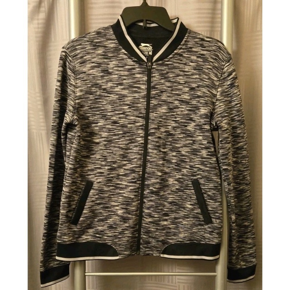 Slazenger Jacket Cardigan Mens Medium Full Zip Black Heathered Lightweight